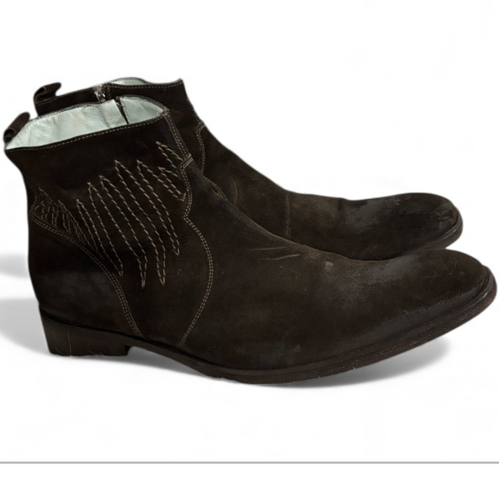 Kenneth Cole New York Men's Brown Suede Western Distressed Ankle Boots Size 13